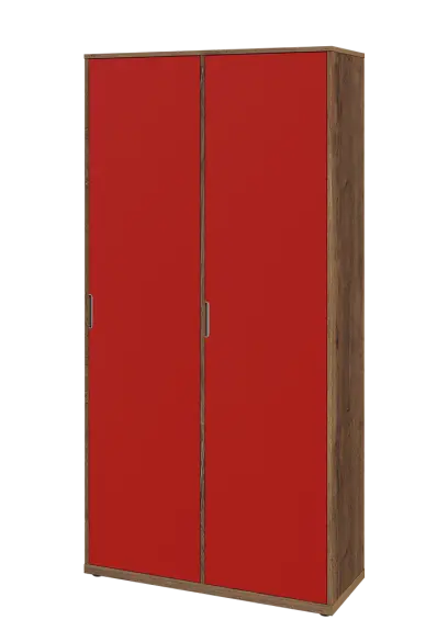 KSR6-81 P skříň šatní, 2x výsuvné ramínko, 2053x1022x400 mm, provedení pravé, dub halifax cínový/červená